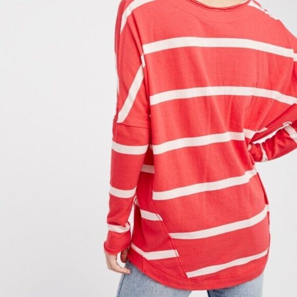 Free People Upstate Stripe Tee size Lg in Red - Picture 3 of 15